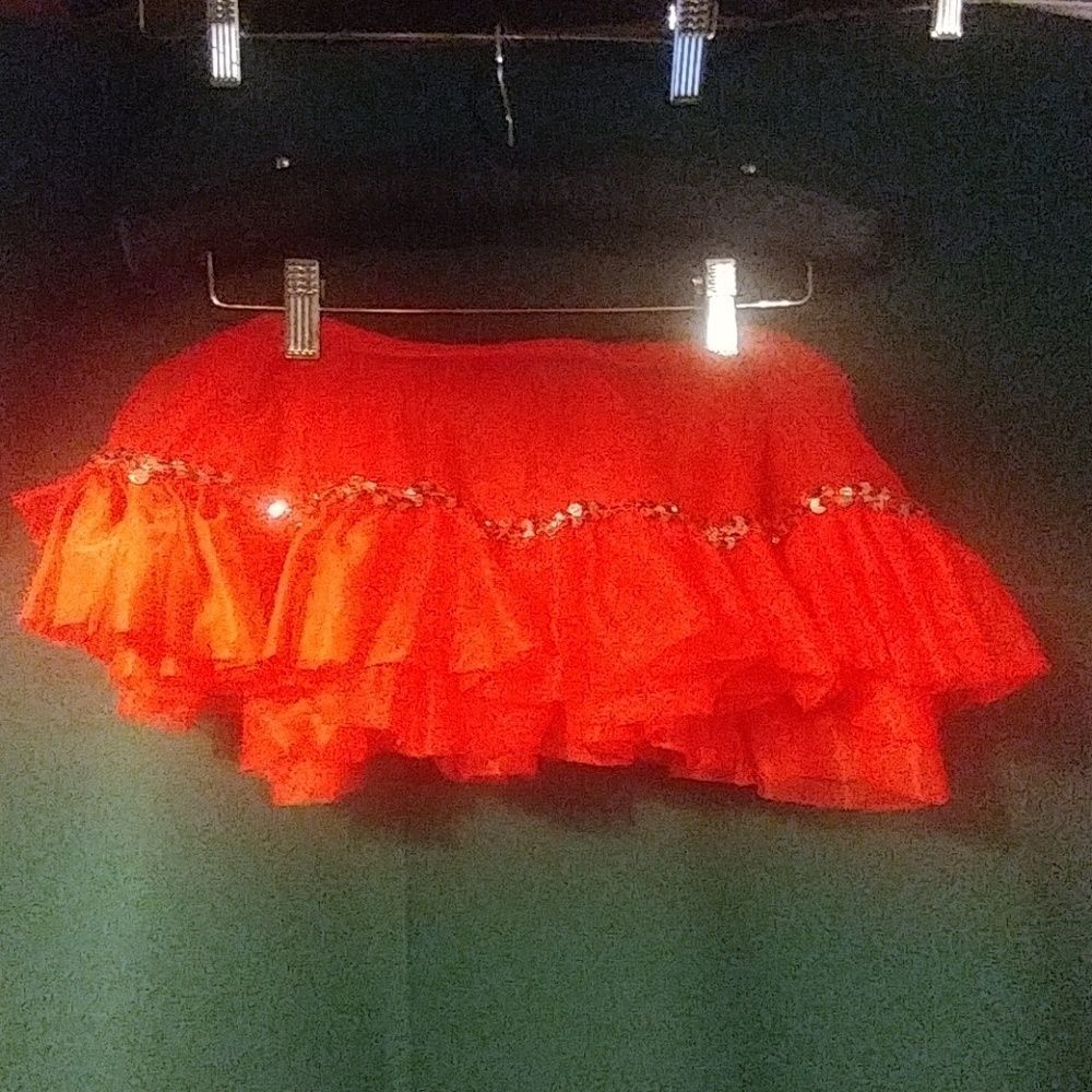 Girl's Red Tulle and Sequined Skirt